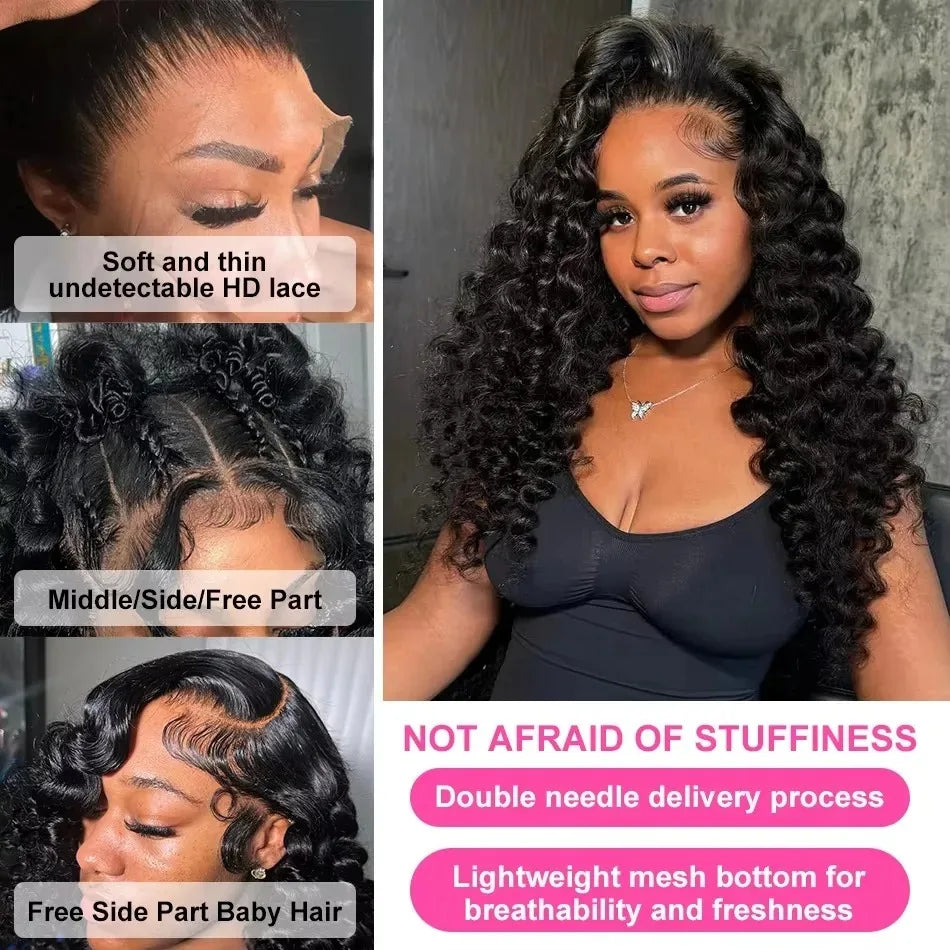Brazilian 30, 40 Inch Loose Wave | 13x6 HD Lace Frontal Curly Lace