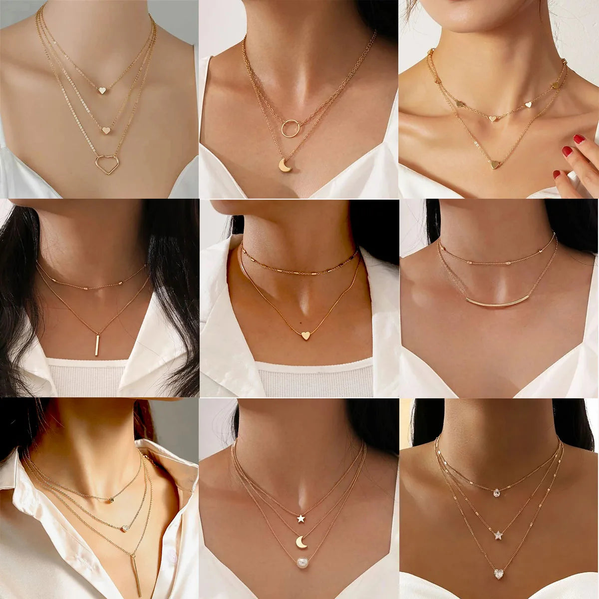 Shiny Crystal Moon Star Love Pearl Pendant