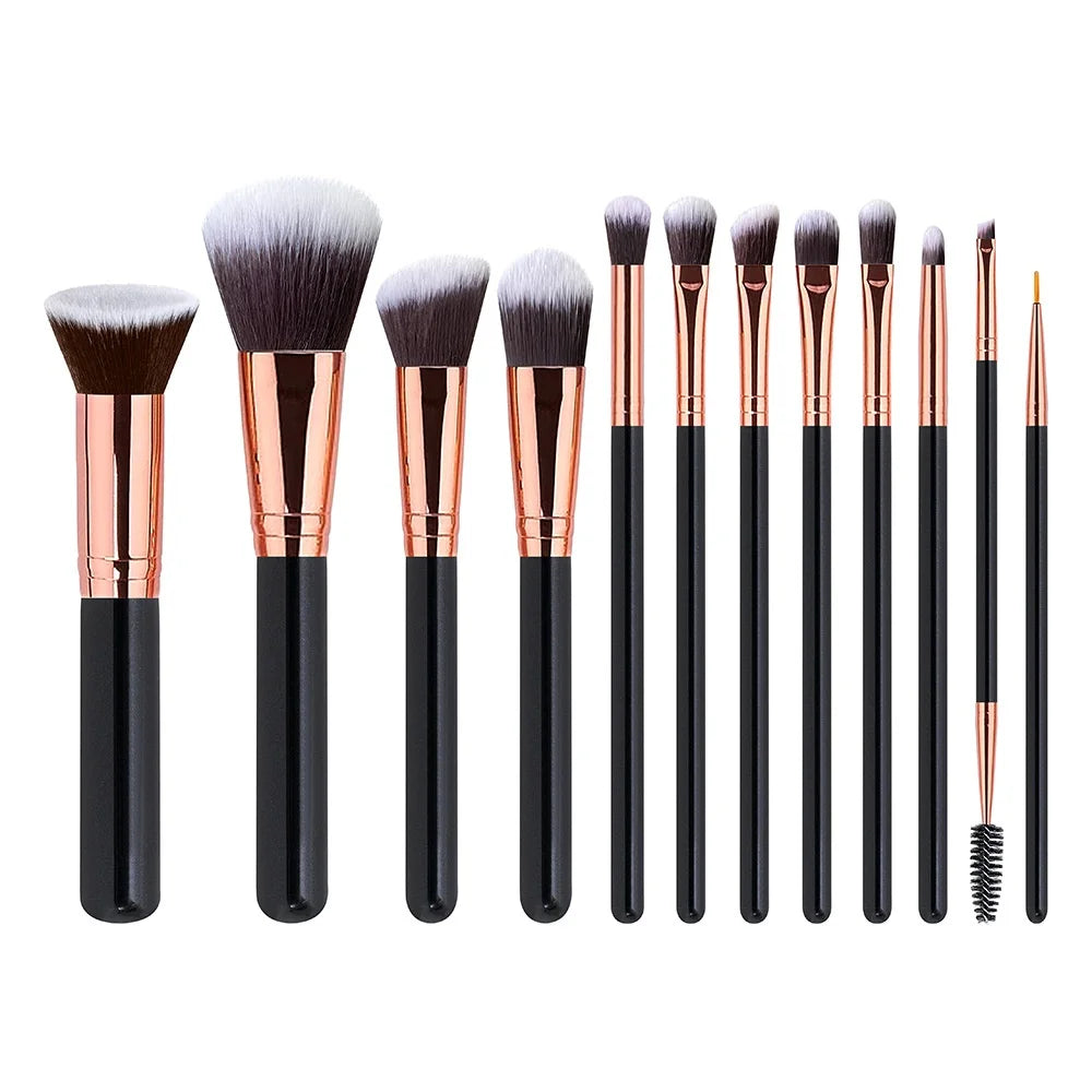 Professional 12-Piece Rose Gold Makeup Brush Set| Eyeshadow & Loose Powder Brush