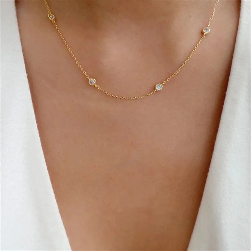 Multilevel Gold Crystal Heart-shaped Necklace