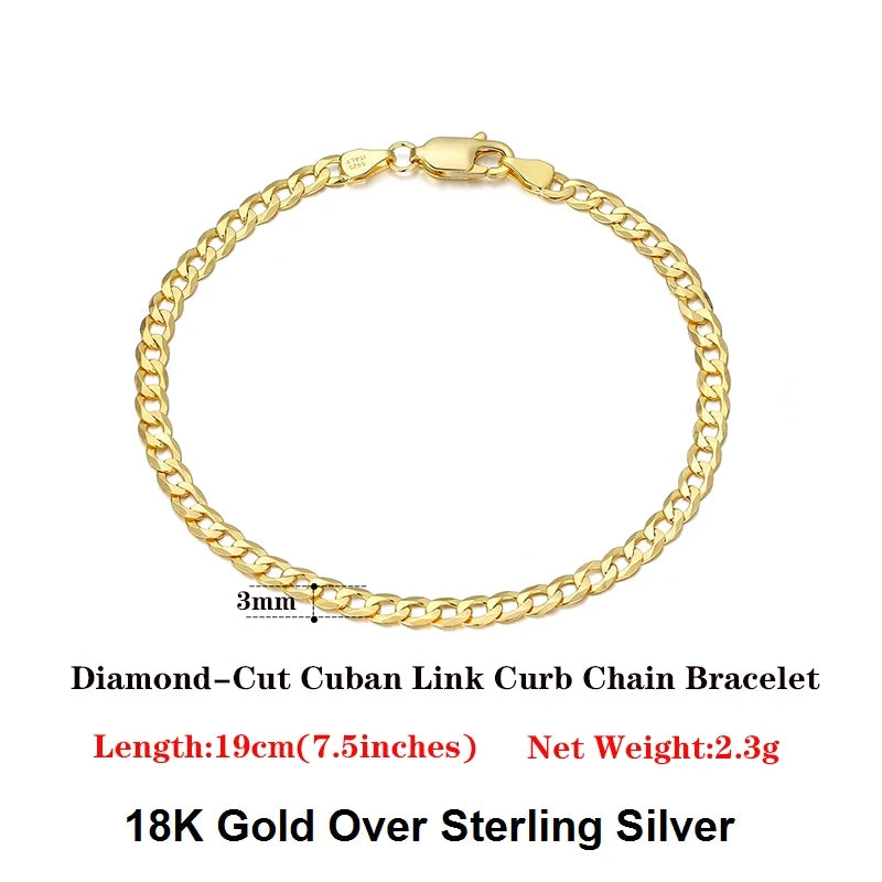 18K Gold Over 925 Sterling Silver Bracelet