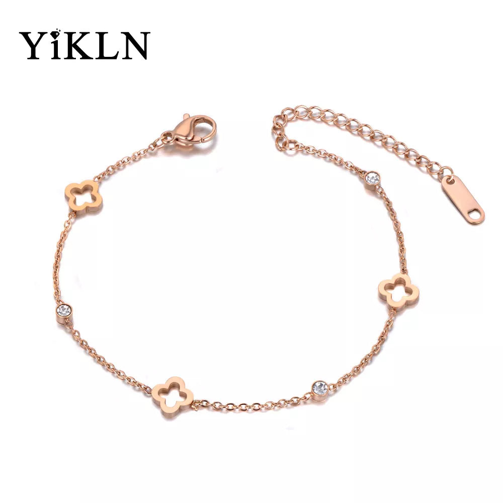 Stainless Steel CZ Crystal - Chain & Link Charm