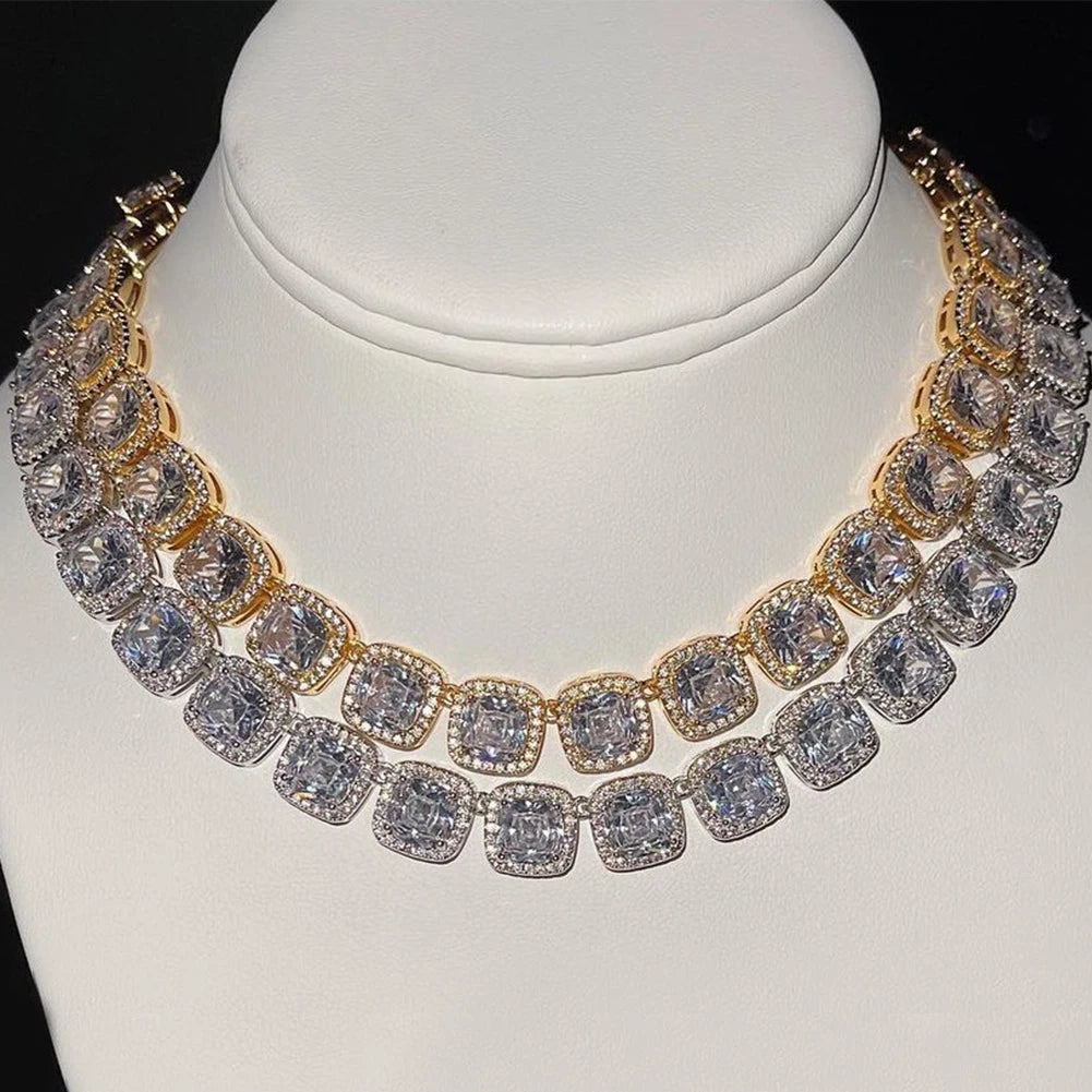 Iced Out Heart Square Crystal Cuban Link