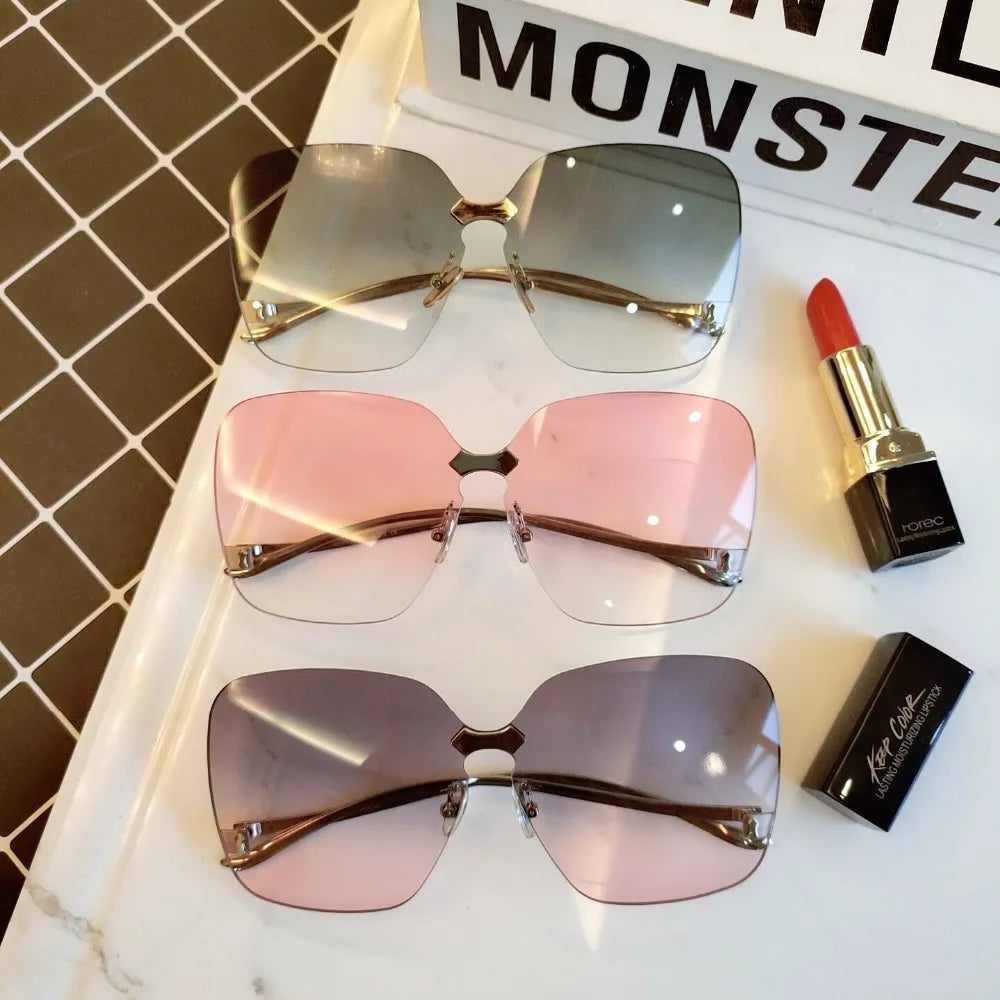 Oversized Rimless Fashion Sunglasses
