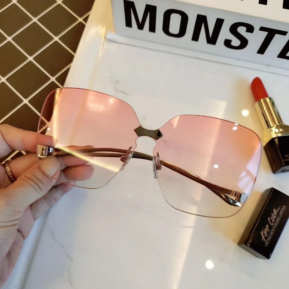 Oversized Rimless Fashion Sunglasses
