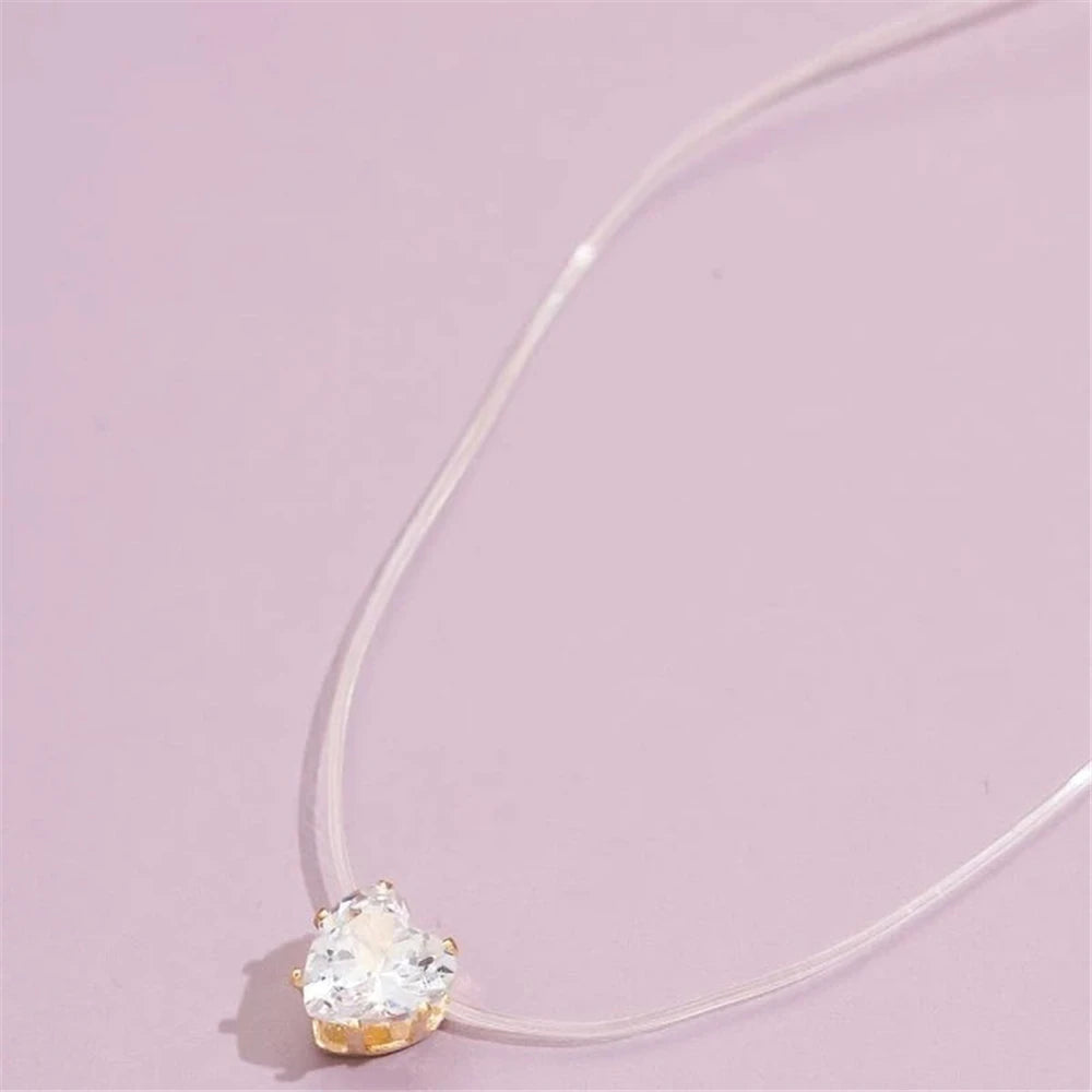 Gold-plate Crystal Necklace | Heart Shaped