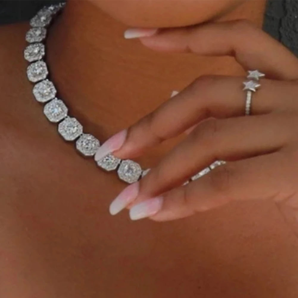 Iced Out Heart Square Crystal Cuban Link