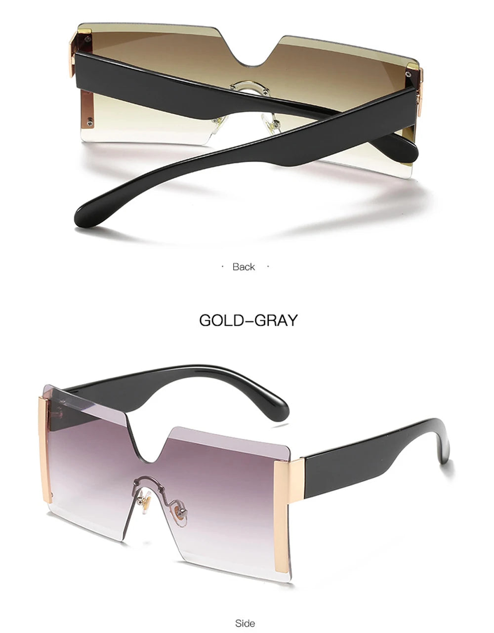 Fashion Oversized Square Rimless Sunglasses