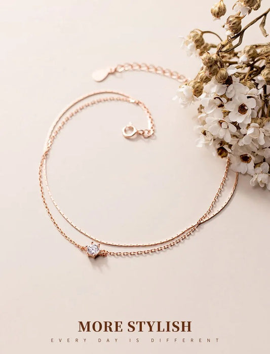 Double Layer Trendy 925 Sterling Silver Bracelet
