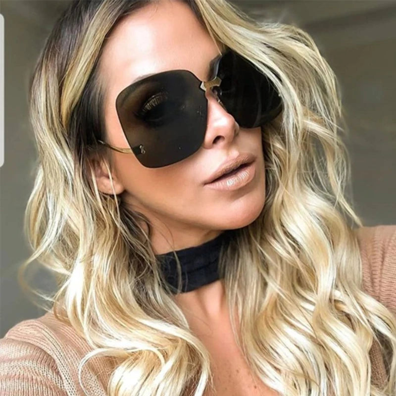 Oversized Rimless Fashion Sunglasses