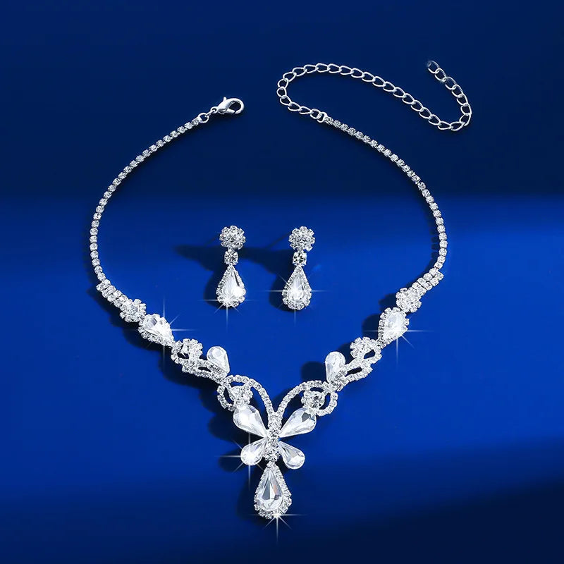 Bridal  Rhinestones Necklaces Set | Butterfly Crystal