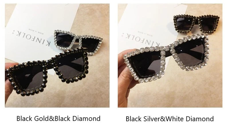 Oversized Rhinestone Diamond Glasses