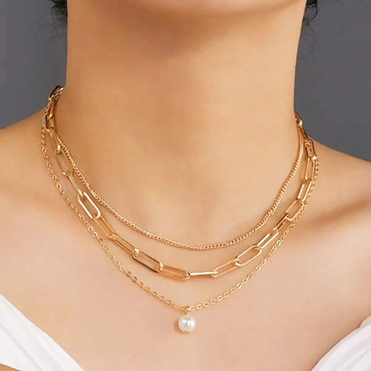 Gold Pearl Round Sequin Moon Butterfly | Rose Flower Pendant Necklaces