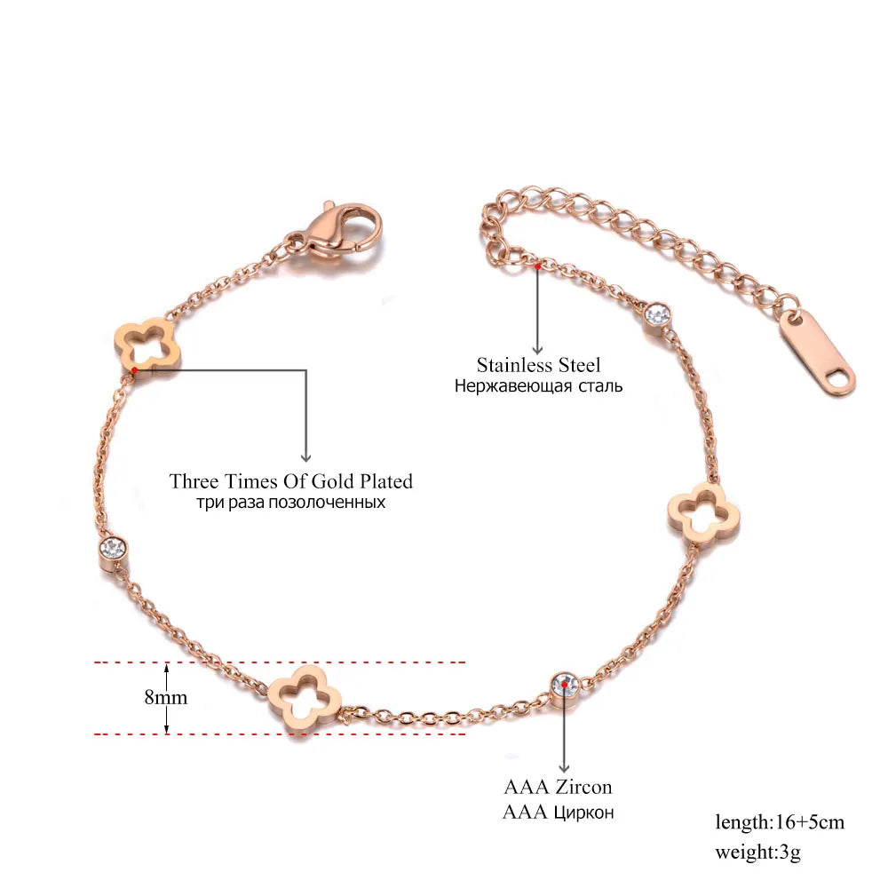 Stainless Steel CZ Crystal - Chain & Link Charm