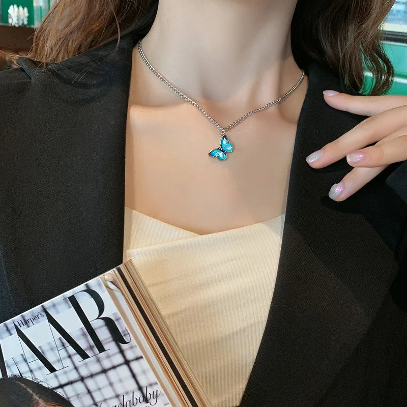 Blue Gradient Butterfly Necklace | Jewelry Gift