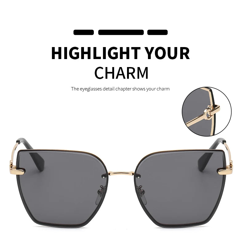 Cat Eye Rimless Gradient Sunglasses Shade