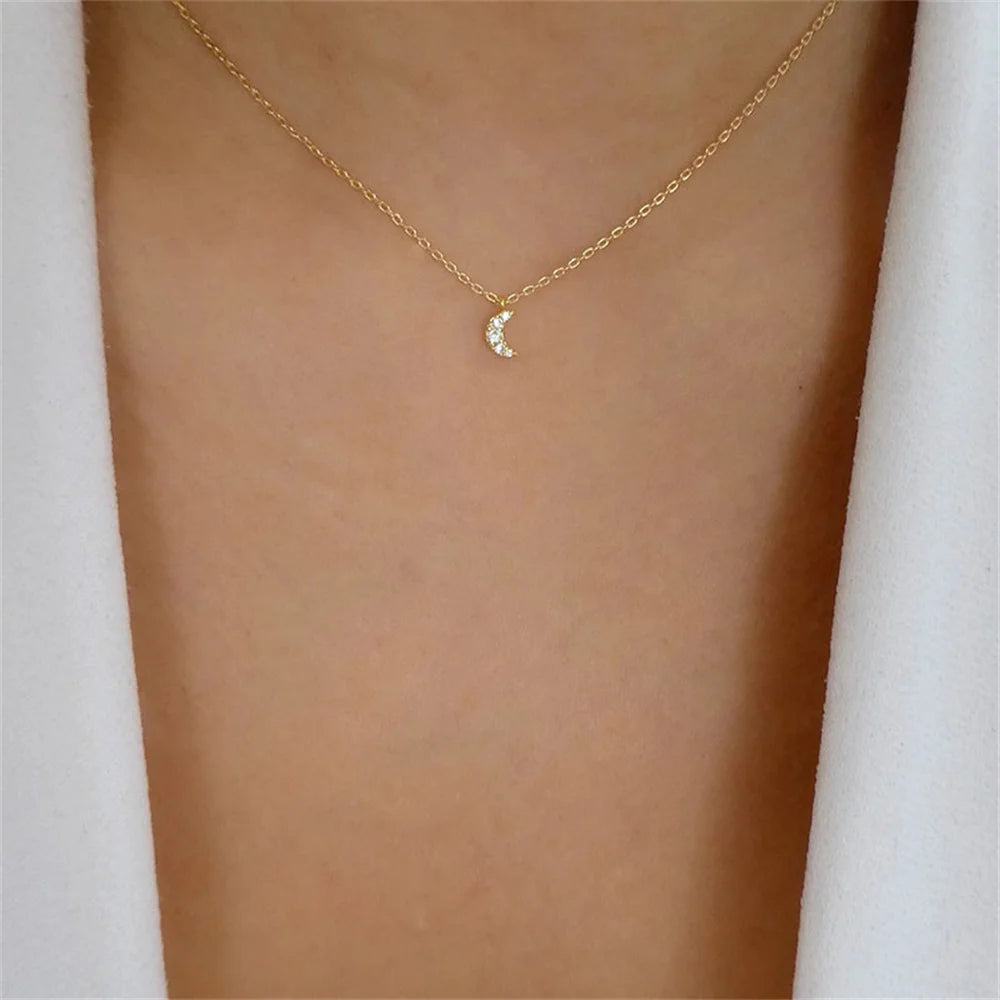 Multilevel Gold Crystal Heart-shaped Necklace