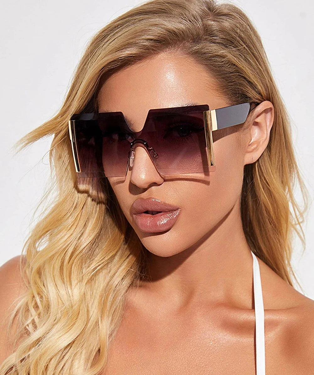 Fashion Oversized Square Rimless Sunglasses