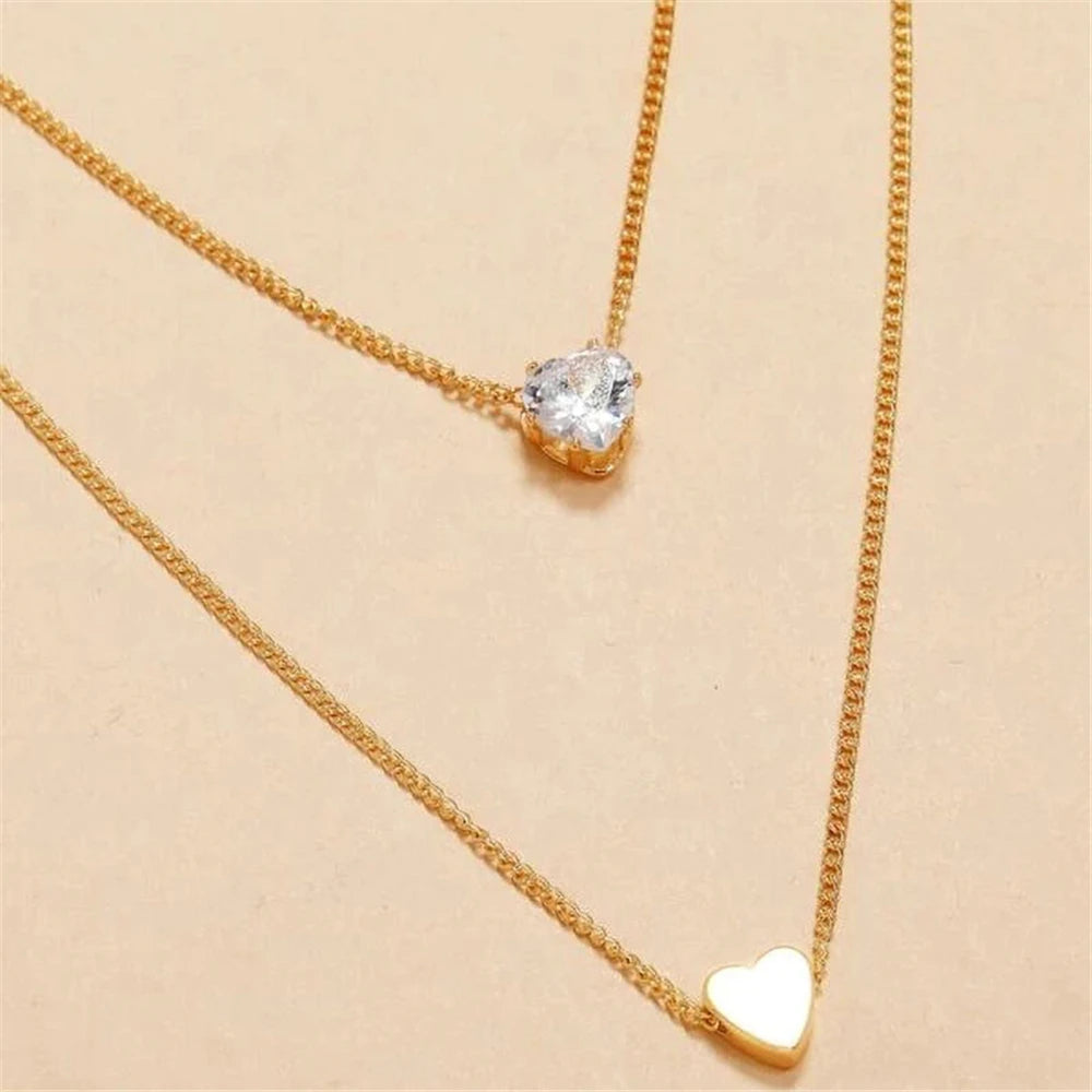 Gold-plate Crystal Necklace | Heart Shaped