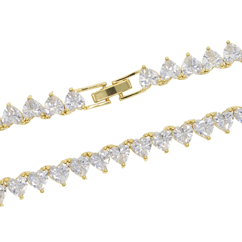 5A heart shape CZ iced out tennis necklace