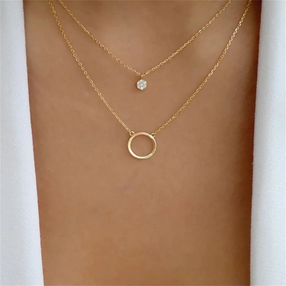Multilevel Gold Crystal Heart-shaped Necklace