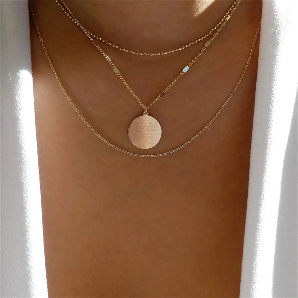Multilevel Gold Crystal Heart-shaped Necklace