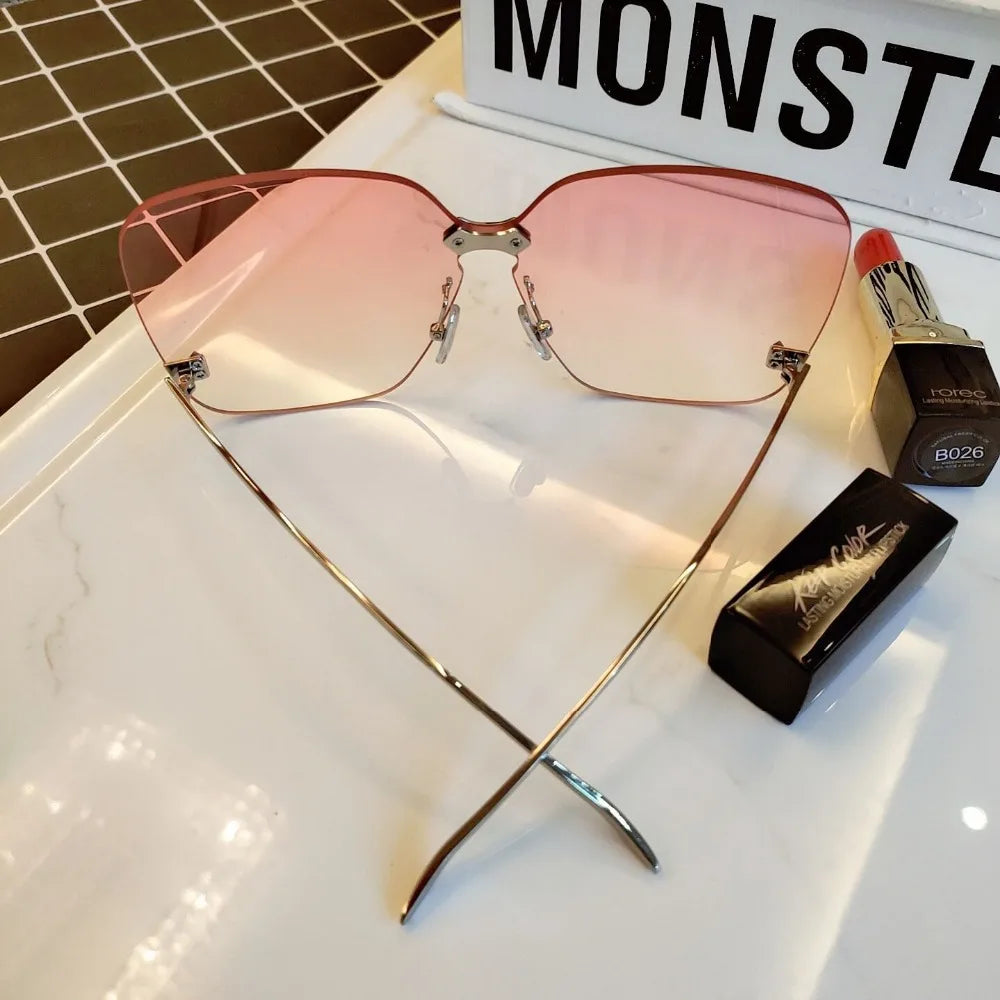 Oversized Rimless Fashion Sunglasses