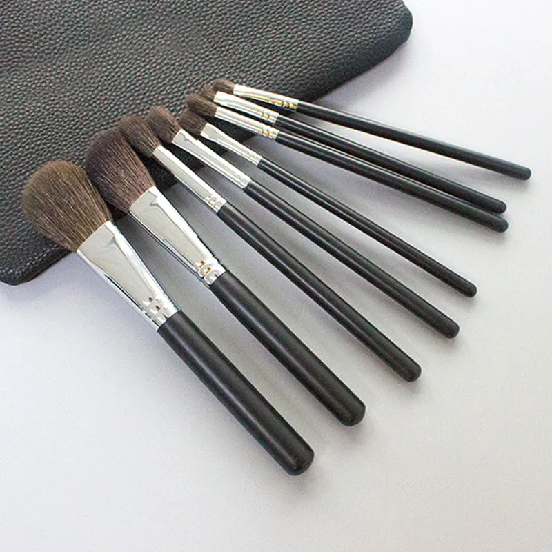 Professional Handmade Makeup Brushes Set Soft Blue Squirrel Goat Hair Face Powder Contour Eye Shadow Brush Make Up Brush Kit