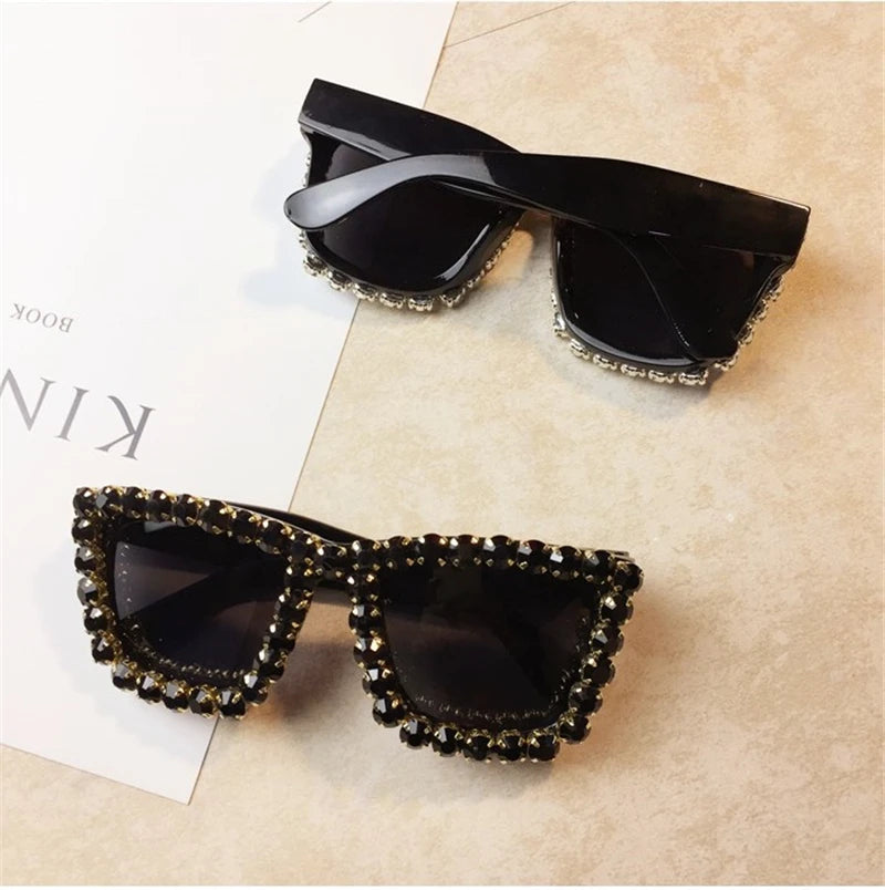 Oversized Rhinestone Diamond Glasses