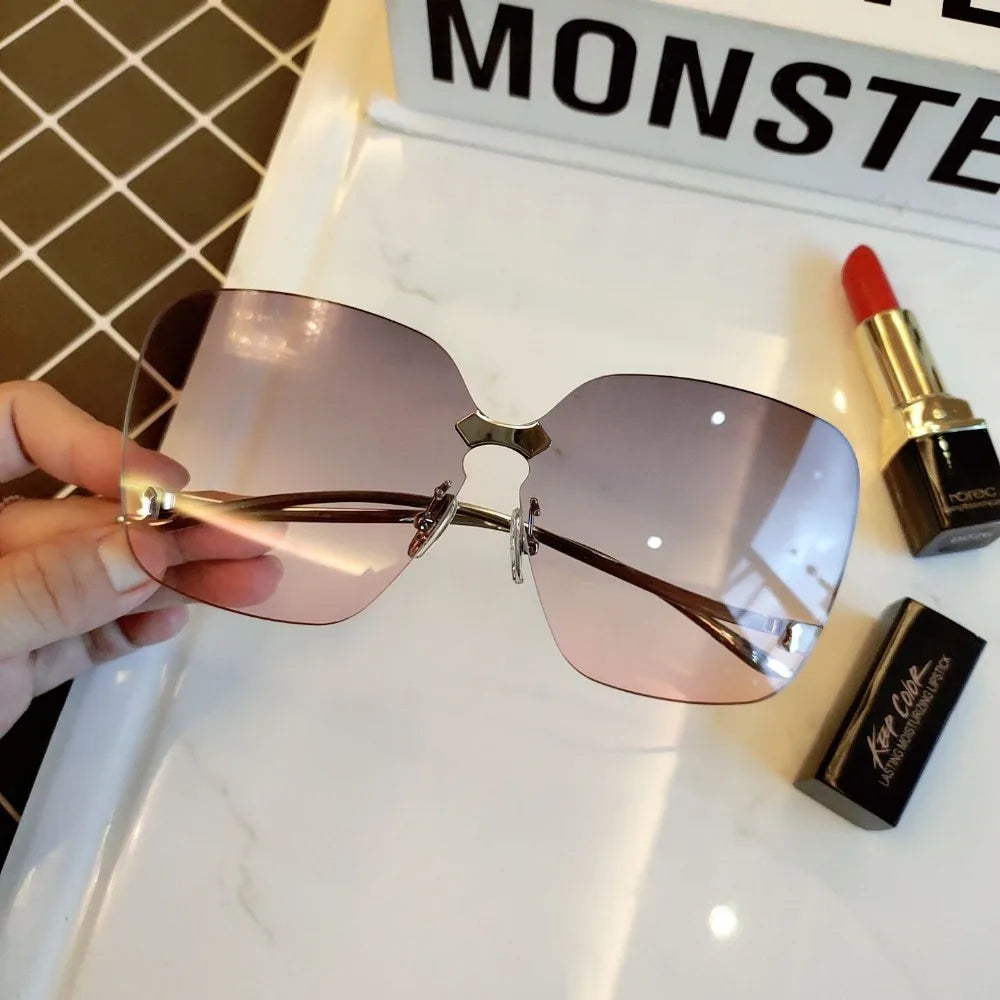 Oversized Rimless Fashion Sunglasses