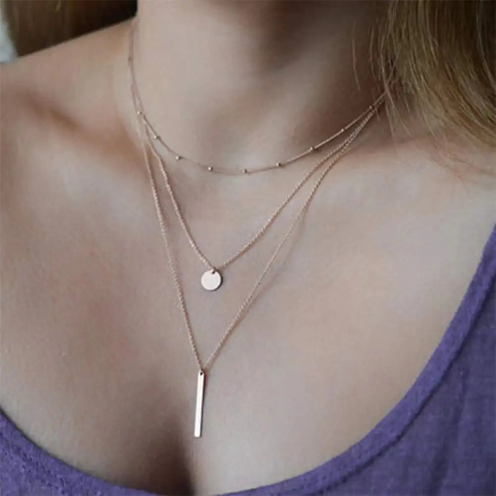 Exquisite 925 Sterling Silver Three Layer Necklace