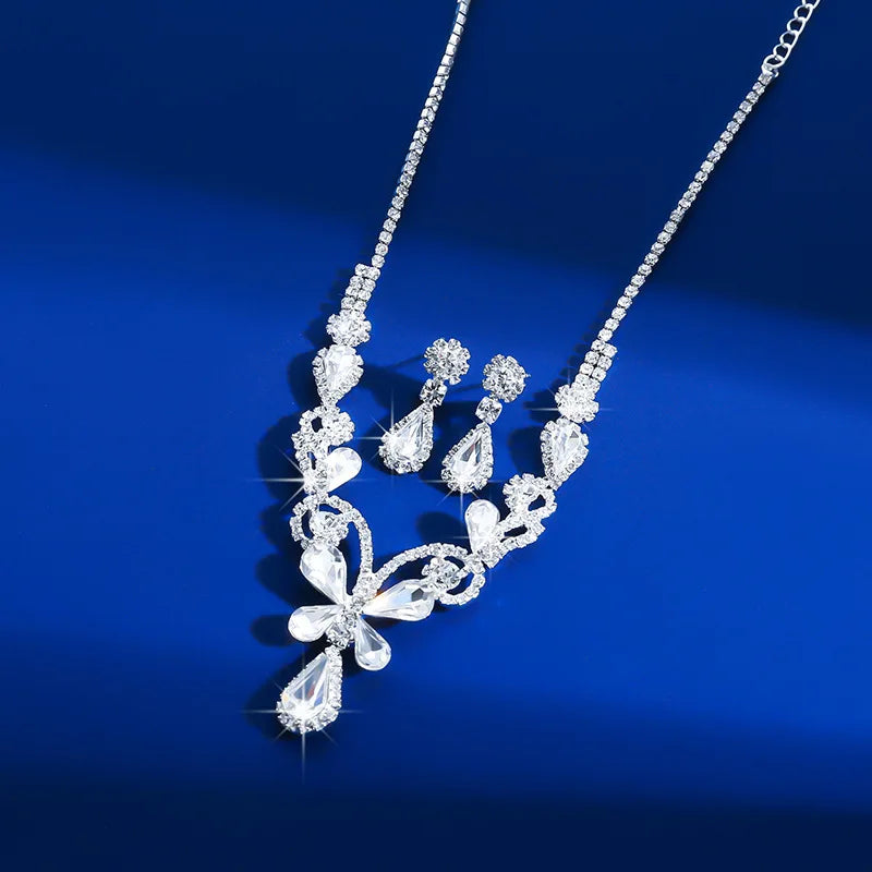 Bridal  Rhinestones Necklaces Set | Butterfly Crystal