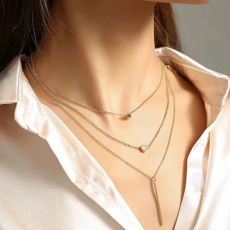 Shiny Crystal Moon Star Love Pearl Pendant