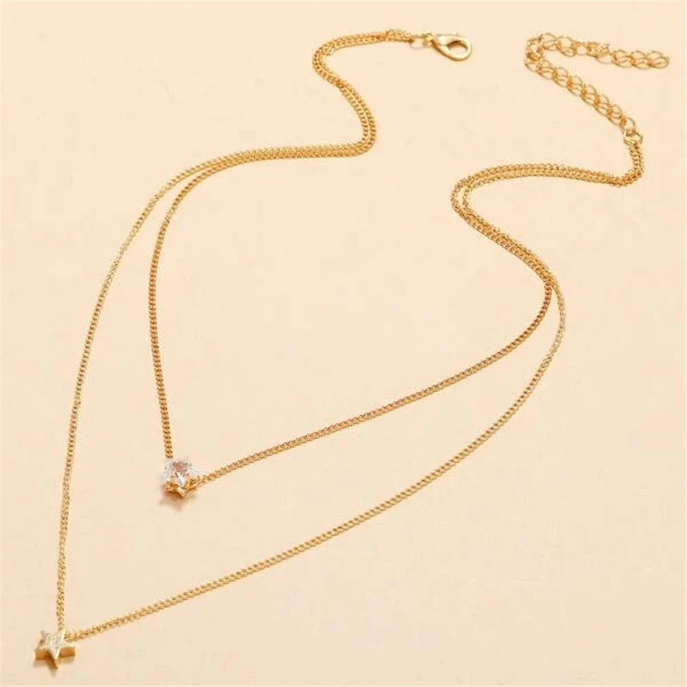 Gold-plate Crystal Necklace | Heart Shaped