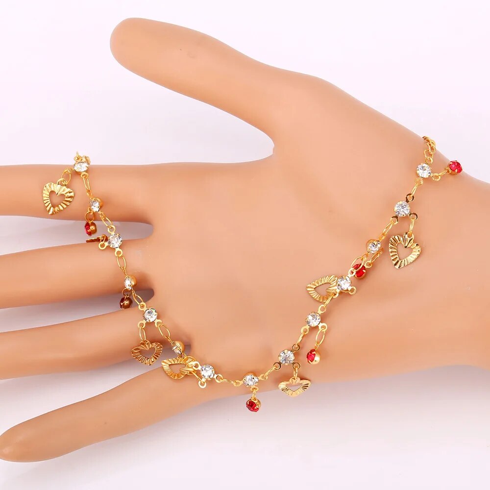 Jewelry Gift Red Crystal Gold Ankle
