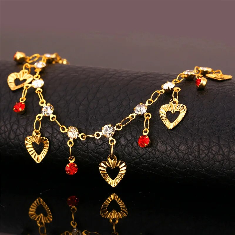 Jewelry Gift Red Crystal Gold Ankle