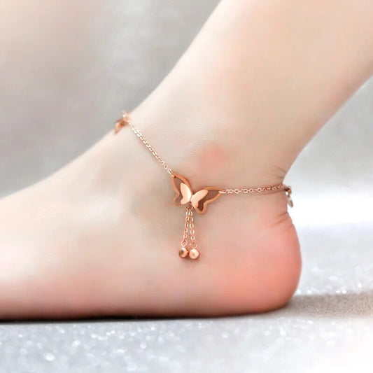 Butterfly Tassels Anklet Rose Gold / Silver