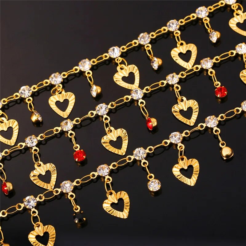 Jewelry Gift Red Crystal Gold Ankle