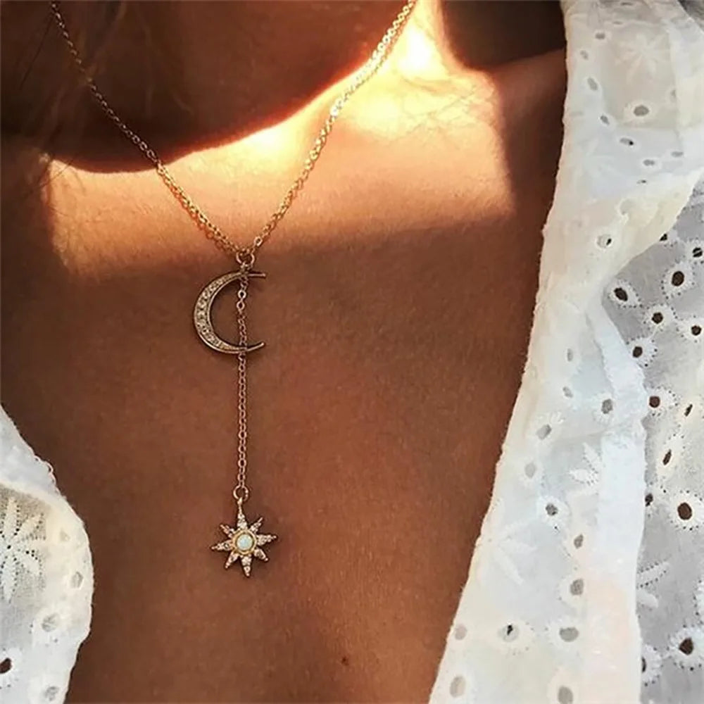 Multilayer Star Moon Pendant Necklace