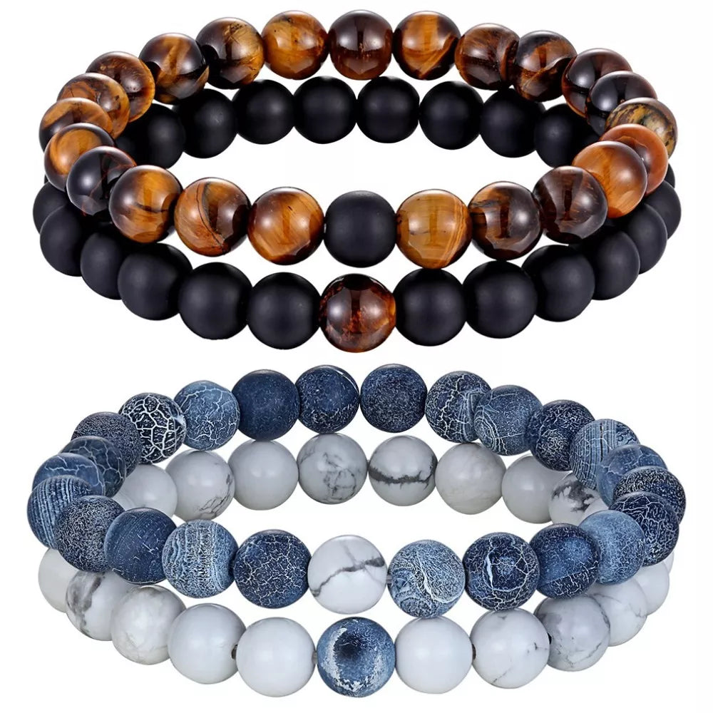 2pcs/set Couples Bracelet Natural Stone Charm  Jewelry