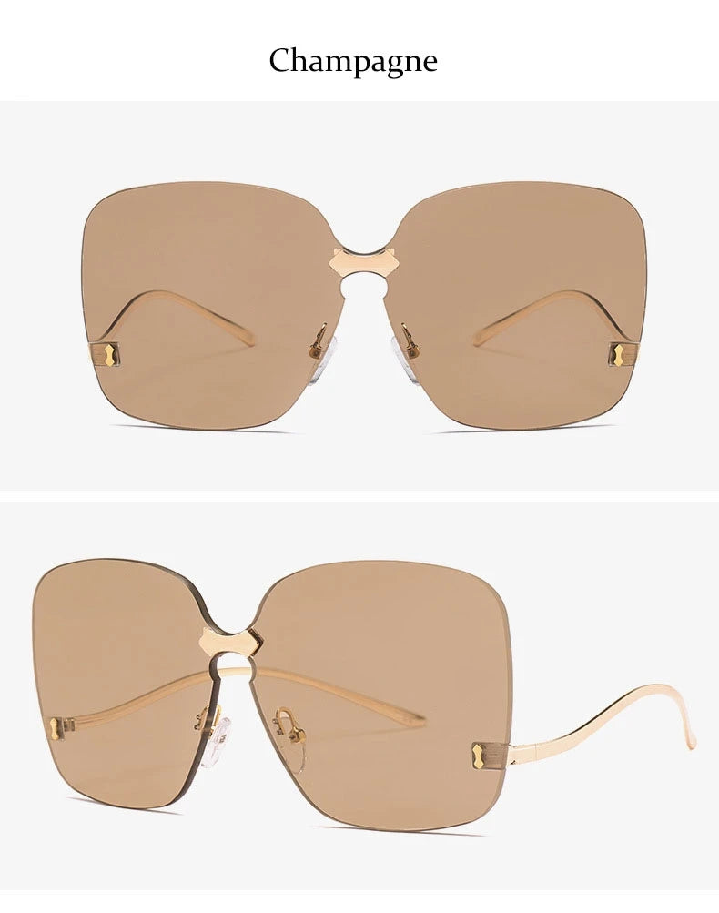 Oversized Rimless Fashion Sunglasses