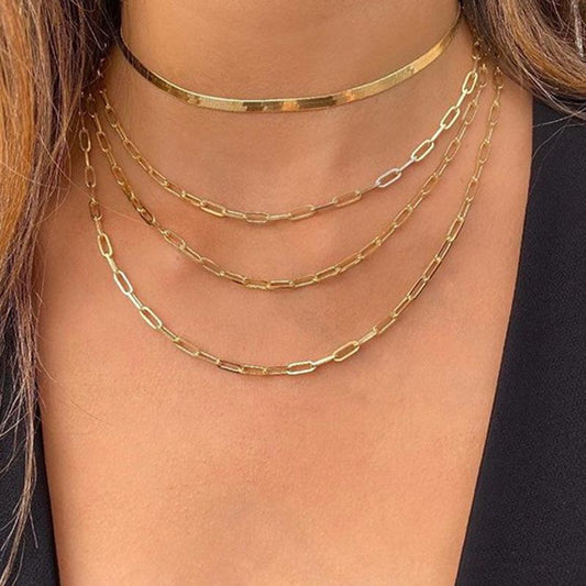 4 Piece Chain Link Set Necklace | 18K Gold Plated