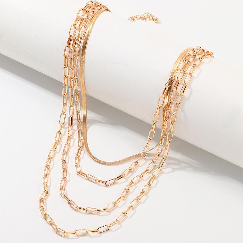 4 Piece Chain Link Set Necklace | 18K Gold Plated