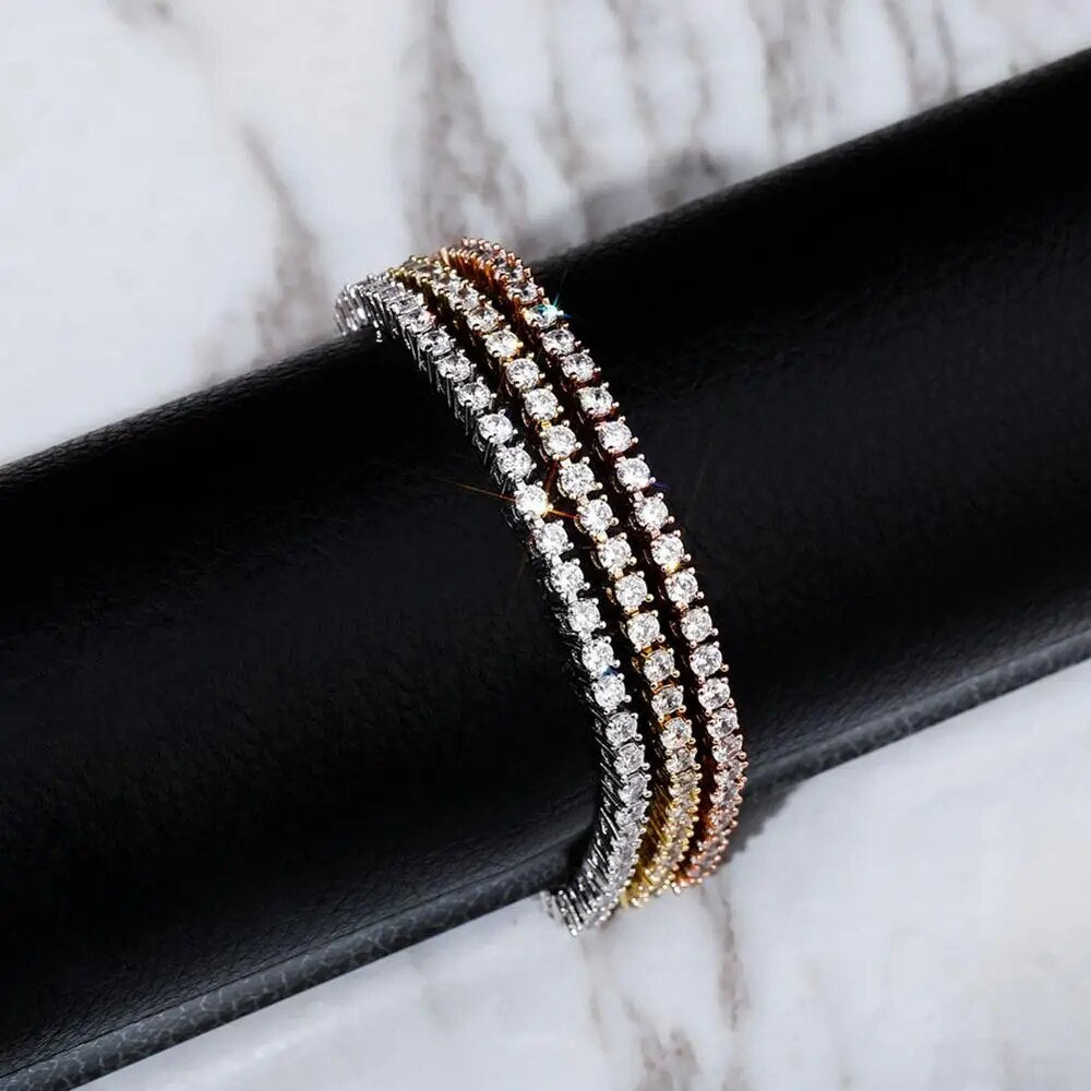 Adjustable 3mm Row Tennis Cubic Zirconia Anklet