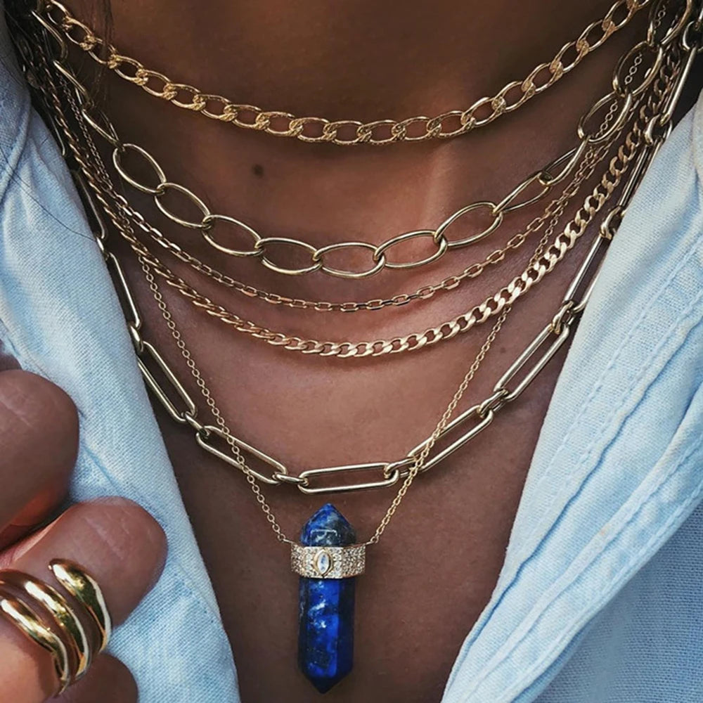 Crystal Heart Star Sun Moon Necklace
