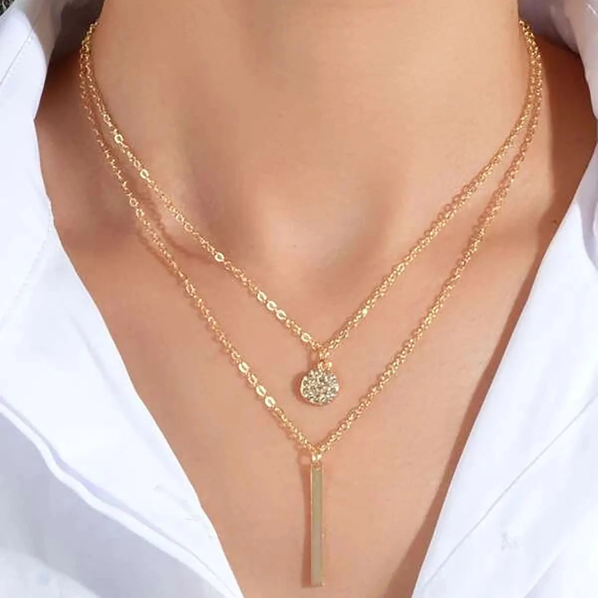 Gold Pearl Round Sequin Moon Butterfly | Rose Flower Pendant Necklaces