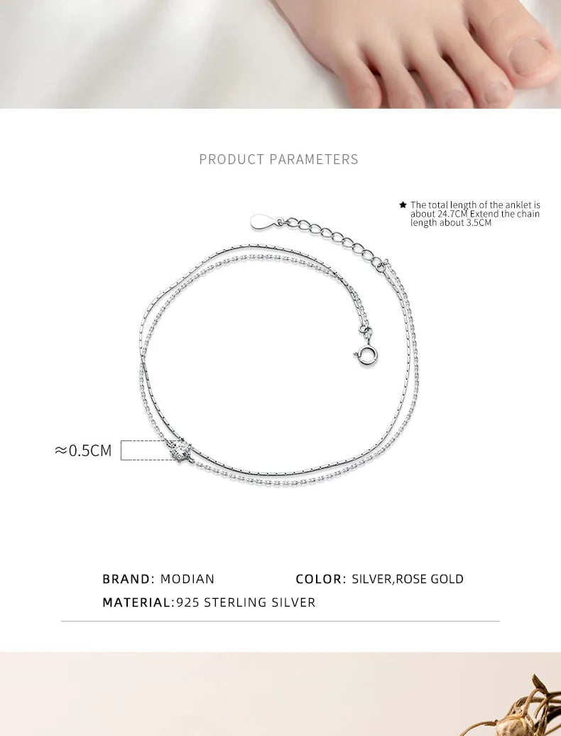 Double Layer Trendy 925 Sterling Silver Bracelet