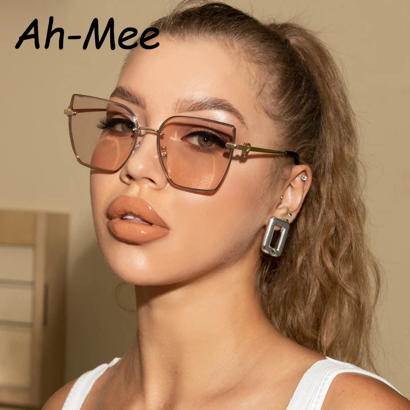 Cat Eye Rimless Gradient Sunglasses Shade