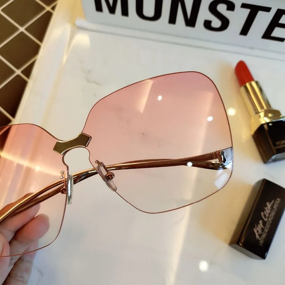 Oversized Rimless Fashion Sunglasses