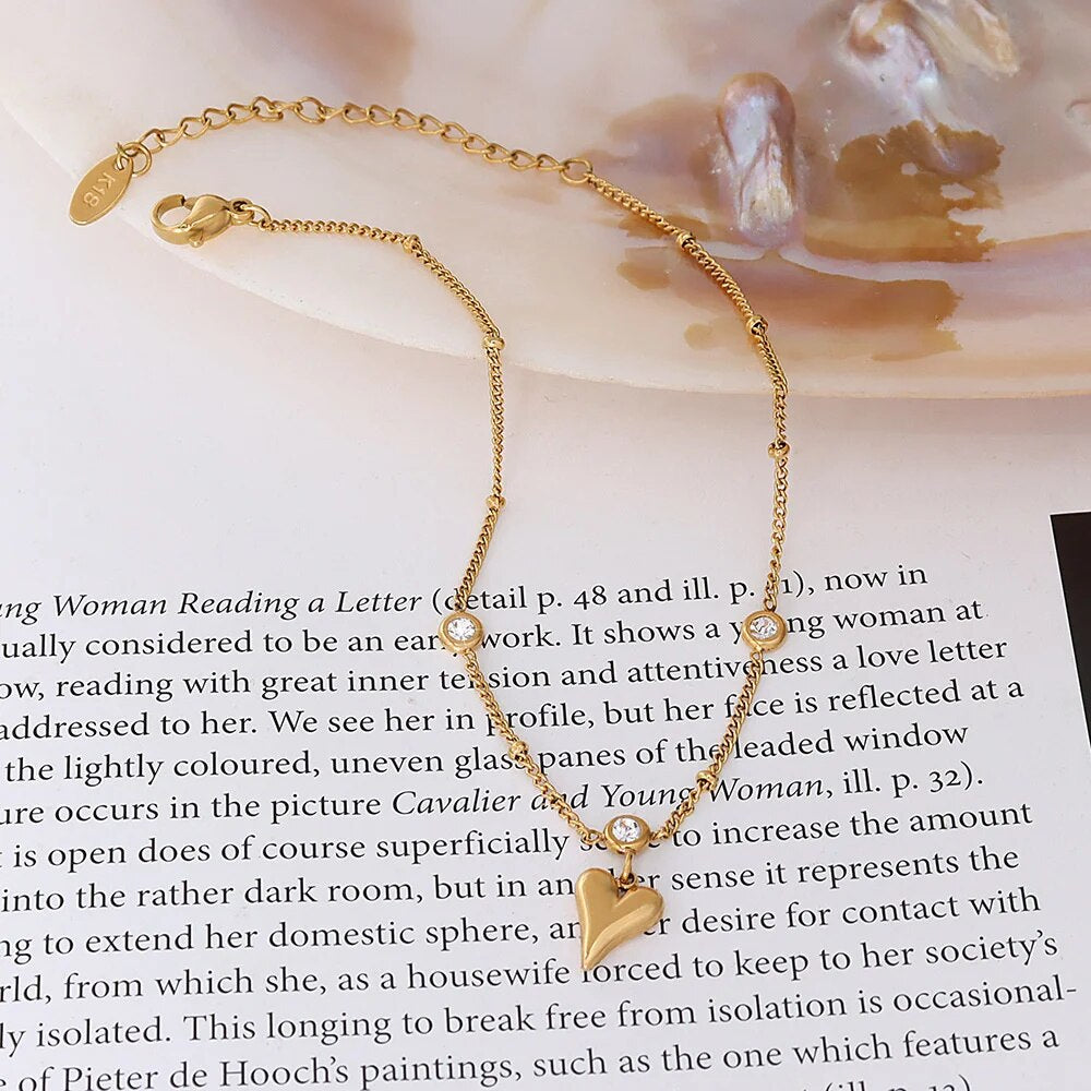 Stainless Steel Peach Heart  Foot Anklet